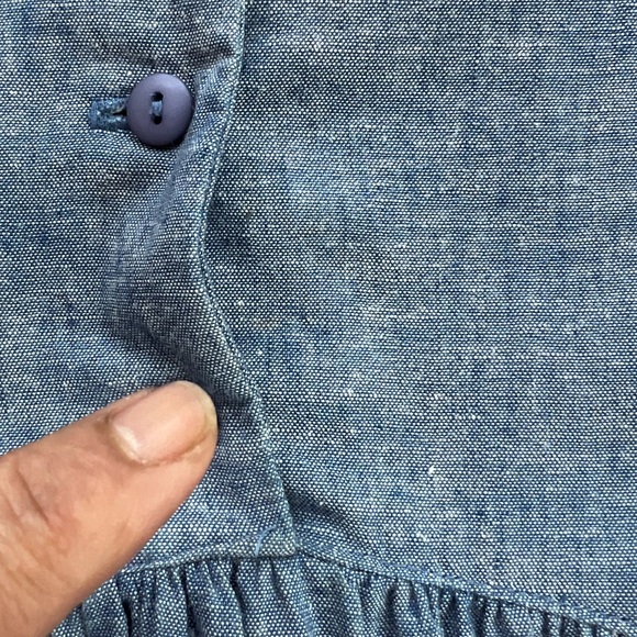 ✨GUNNE SAX Vtg 80’s Chambray Blue White Lace Bib Trim Puff Sleeve Prairie Dress - Picture 14 of 15